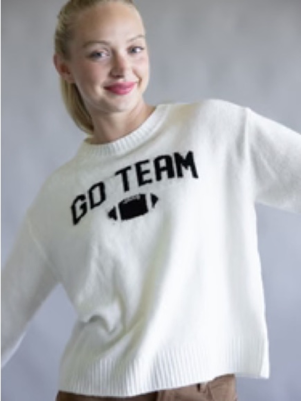Simply Southern Go Team White Crewneck Sweater size M